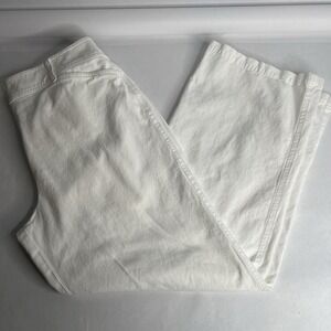 Talbots White Women's Cotton Blend Wide Leg Pants Size 12 Casual Dress Summer
